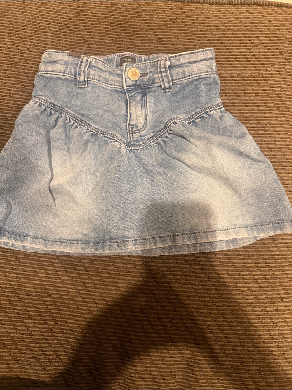 Light Blue Denim Skater Skirt for Girls